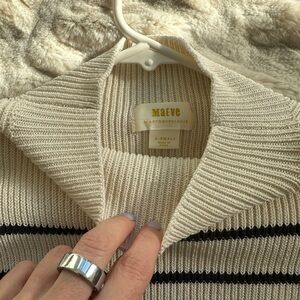 Maeve Cream and Black Striped Blouse